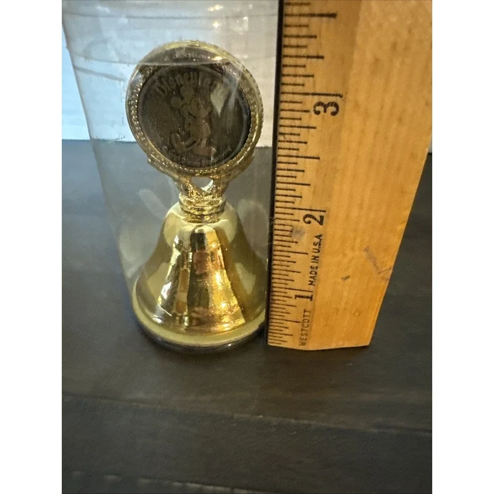 VTG Disneyland Mickey Mouse Ringing Bell Gold Tone Metal Walt Disney Productions
